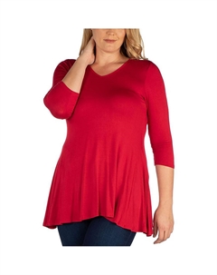 Женская туника-пуловер с V-образным вырезом, красный 24seven comfort apparel