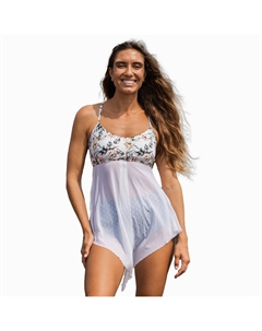 Женский купальник-танкини Plus 3 в 1 с регулируемыми бретелями и разрезом спереди, цвет ivory garden/white Calypsa