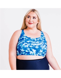 Женский бюстгальтер для плавания с вырезом-борцовкой, цвет blue tie dye Calypsa