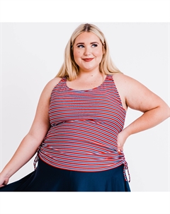 Женский купальник-танкини Maya Maya с вынимающимися чашечками - Patterns, цвет navy & red stripe Calypsa