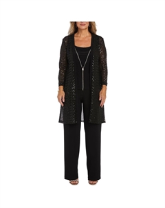 Женский сетчатый брючный костюм из 4 предметов, черный R&m richards