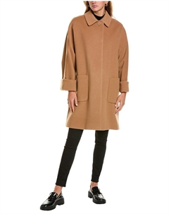 Пальто средней длины из смеси шерсти и кашемира, коричневый Cinzia rocca icons