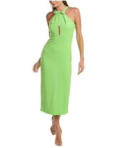Платье макси с бантом и бретелью через шею, зеленый Ml monique lhuillier