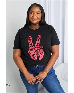 Футболка-туника с графическим принтом в натуральную величину, черный Fashnzfab