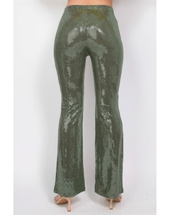 Расклешенные брюки средней посадки с пайетками, оливковый Fashnzfab