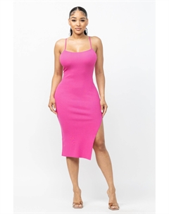 Женское платье-комбинация с боковыми разрезами, фуксия Fashnzfab