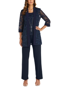Женский 2PC Брюки Костюм, темно-синий R&m richards