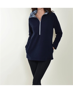 Верхняя туника Portsmouth на молнии 1/4 из темно-синего денима с цветочным принтом Southwind