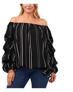 Плюс Женский пуловер со сборками на рукавах и завязками спереди, цвет rich black Vince camuto