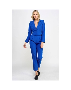 Укороченный блейзер на одной пуговице с брюками в комплекте, синий Fashnzfab