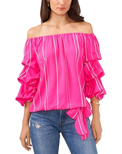 Плюс Женский пуловер со сборками на рукавах и завязками спереди, розовый Vince camuto