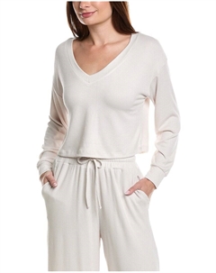 Пуловер с V-образным вырезом и ребристым узором, белый Rachel parcell