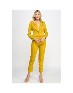 Укороченный блейзер на одной пуговице с брюками в комплекте, цвет citron Fashnzfab