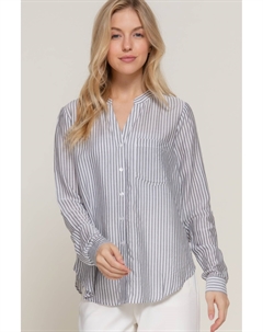 Длинная рубашка с круглым вырезом и разрезом в полоску, черный Fashnzfab