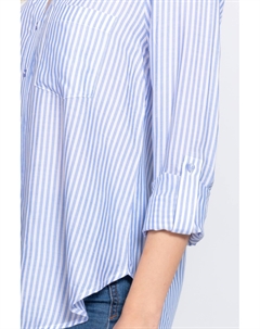 Длинная рубашка с круглым вырезом и разрезом в полоску, синий Fashnzfab