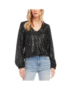 Женский пуловер с V-образным вырезом и рукавами-епископами, черный Karen kane