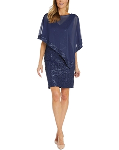Женское кружевное платье-накидка из двух частей, темно-синий R&m richards