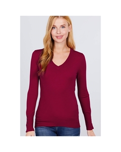 Свитер с V-образным вырезом и заклепками, цвет wine Fashnzfab