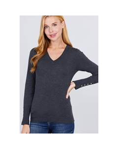 Свитер с V-образным вырезом и заклепками, серый Fashnzfab