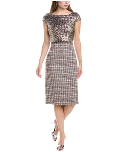 Платье-миди из твида Sequin Popover, цвет metallic St. john