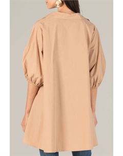 Поплиновая туника с рукавами-фонариками и пуговицами в цвете Taupe, серо-коричневый P.cill