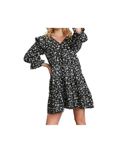 Платье с V-образным вырезом и принтом в черном/белом цвете Umgee