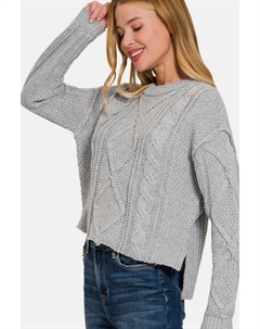 Укороченный свитер с асимметричным кроем и разрезами по бокам, цвет h grey Fashnzfab