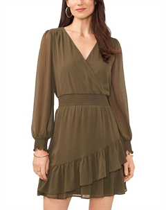Женское платье-халат с присборенной юбкой выше колена, светло-оливковый Vince camuto