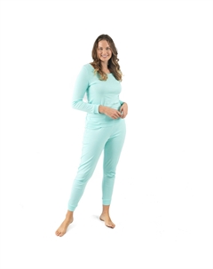 Женская пижама из двух частей из хлопка, классическая однотонная, цвет aqua Leveret