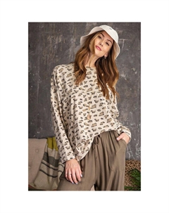 Леопардовый принтованный трикотажный топ свободного кроя Garment Dye Fashnzfab