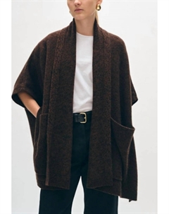 Открытое пончо из смеси кашемира в коричневом/черном цвете White + warren