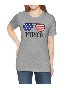Женская патриотическая футболка T's 'merica серого цвета Bella+canvas
