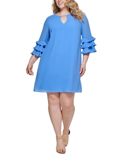 Плюс Женское Короткое Мини Платье с Вырезом-замочной скважиной, цвет periwinkle Vince camuto