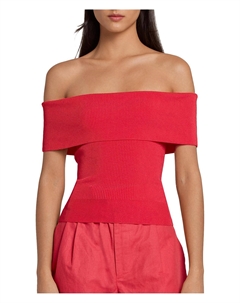 Женский ребристый безрукавный топ с открытыми плечами, цвет geranium 7 for all mankind