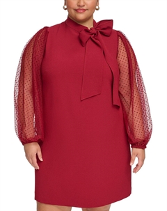 Плюс Женское Платье-футляр с воротником выше колена, бордовый Vince camuto