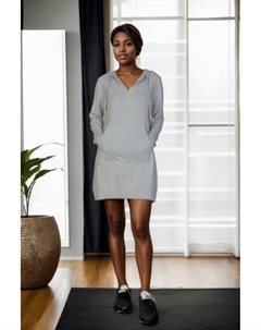 Женское мини-платье с капюшоном из французского трикотажа, цвет heather grey Fashnzfab
