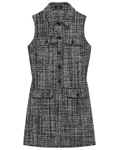 Платье мини в стиле милитари из меланжевого твида с добавлением шерсти, черный Theory