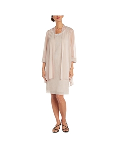 Женское платье-трапеция из 2 предметов с отделкой, цвет champagne R&m richards