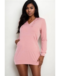 Женское мини-платье с капюшоном из французского трикотажа, цвет rosewood Fashnzfab