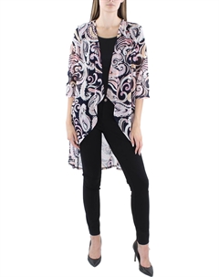 Petites Женский текстурированный блейзер Duster с открытым передом, темно-синий/розовый R&m richards