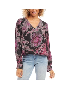 Женский пуловер с V-образным вырезом и длинными рукавами, цвет paisley Karen kane