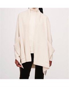 Открытое пончо из смеси кашемира цвета слоновой кости White + warren