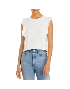 Летняя женская майка с круглым вырезом и необработанным краем, белый Frame