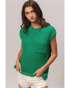 Верхняя часть свитера с накладным карманом и рукавом-крылышком, цвет jade Fashnzfab