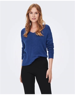 Женский вязаный свитер с V-образным вырезом, цвет Azul Índigo Jdy