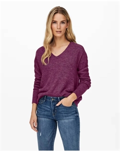 Женский вязаный свитер с V-образным вырезом, фиолетовый Jdy