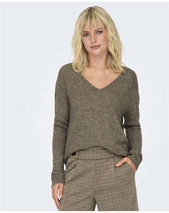 Женский вязаный свитер с V-образным вырезом, коричневый Jdy