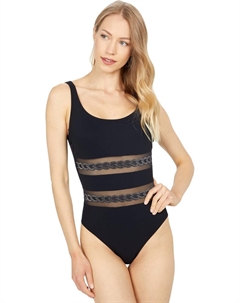 Купальник One Shoulder One-Piece w/ Gold Loop Design Details, цвет Black/Gold Gottex