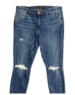 Женские рваные джинсы Ava Skinny Ankle Jeans с эффектом потертости синего цвета Joe's jeans