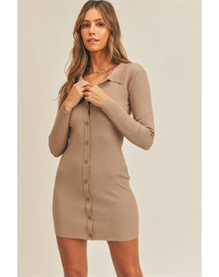 Платье-рубашка в рубчик с застежкой на пуговицы, цвет mocha Fashnzfab